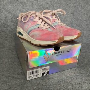 Skechers Girls Uno Gen 1 Marble Sweetheart Pink Multi Sneaker - Size 3